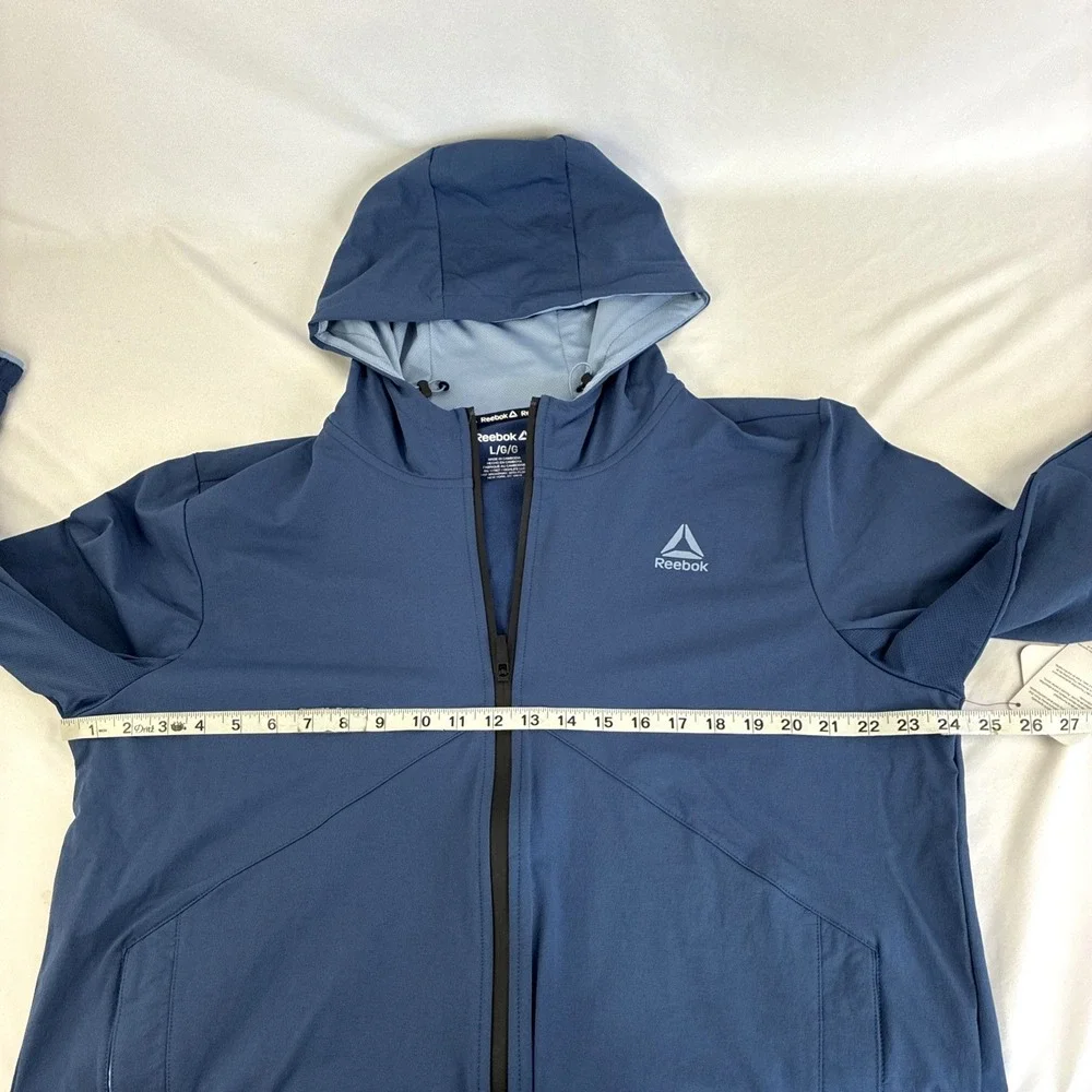 New Mens‎ Reebok Ascent Full Zip Windbreaker Jacket Size Large NWT Dark Denim